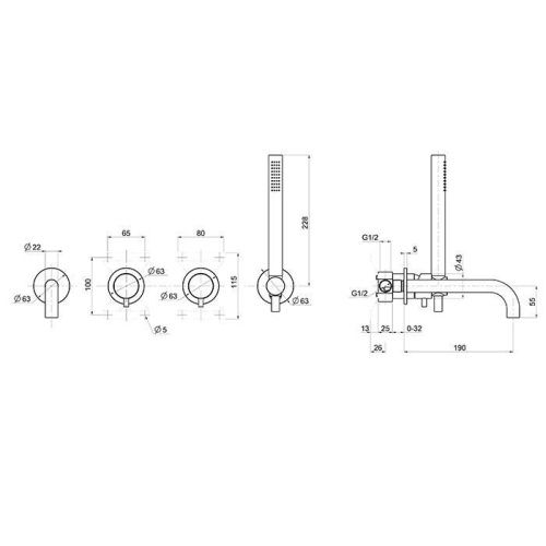 Смеситель для ванны QuadroDesign Source 1369.00AS встраиваемый в стену нержавеющая сталь - фото 2