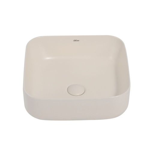 Раковина из сантехнического фаянса Abber RECHTECK AC2211MBE 40х40 накладная цвет бежевый без отверстий под смеситель - фото 2