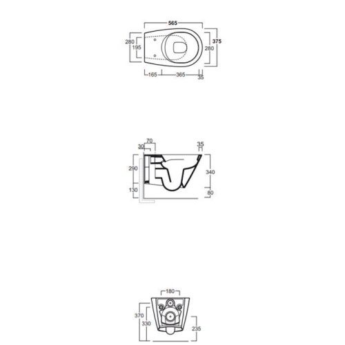 Чаша унитаза подвесная Simas Gambassi GA18bi цвет белый без сиденья безободковая каскадный смыв - фото 2