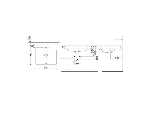 Раковина керамическая Toto LW1615CB#XW 50х50 полувстраиваемая цвет белый - фото 2
