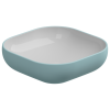 Раковина керамическая GSG Ceramic Design Easy EALAVQU45BI000/037 50х50 накладная цвет белый/голубой без отверстий под смеситель