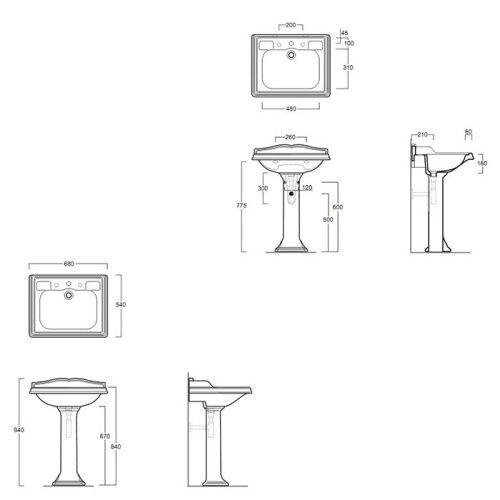 Раковина из сантехнического фаянса Simas Arcade AR824bi*1 70х50 подвесная цвет белый 1 отверстие под смеситель - фото 2