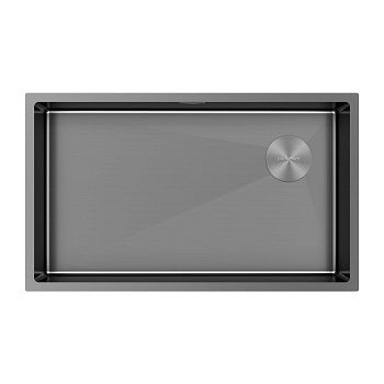 Кухонная мойка Paulmark NEXT-SKEW 74 UNI PM887444-GM 75х45 цвет вороненая сталь поверхность брашированная