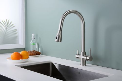 Смеситель для кухни Paulmark LANGE La214212-BS на мойку никель - фото 4