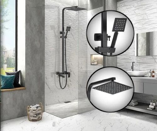 Душевая стойка ALMAes ECO GK-0315 настенная цвет черный - фото 4