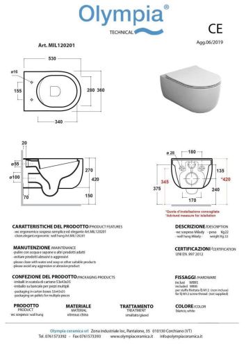 Унитаз подвесной Olympia Milady MILSET23 черный с сиденьем микролифт безободковый - фото 4