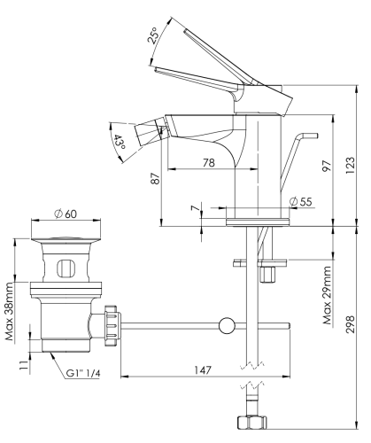 Смеситель Remer Slash & Dot SL20 на биде хром - фото 2