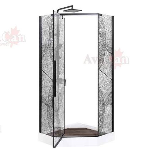 Душевой уголок AvaCan PB90 90х90 стекло тонированное профиль черный без поддона - фото 4