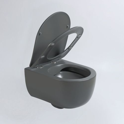 Унитаз подвесной Vincea Evo VT1-34SMA черный с сиденьем микролифт безободковый душевой смыв - фото 4