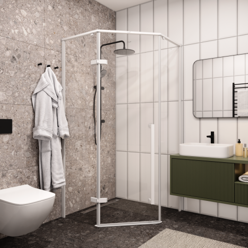 Душевой уголок Cerutti SPA C2AW 100х100 стекло прозрачное профиль белый без поддона - фото 3