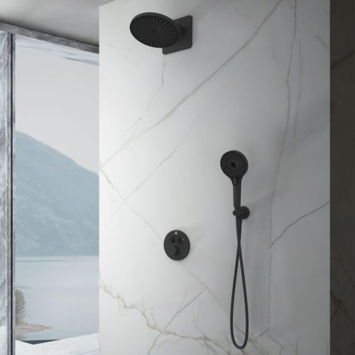 Душевая система Vincea Inspire VSFW-3I22MT5MB встраиваемая в стену цвет черный с термостатом