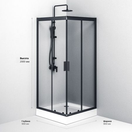 Душевой уголок Am.Pm Gem W90G-403-090BT 90х90 стекло прозрачное профиль черный без поддона