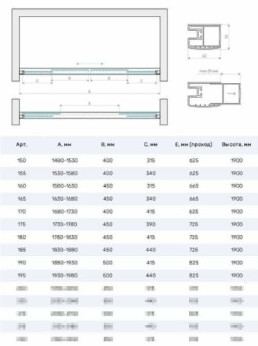 Душевая дверь Vegas-Glass Z2P Protec Z2P Protec h1900 220 02М Moru 220х190 стекло рифленое профиль черный - фото 4