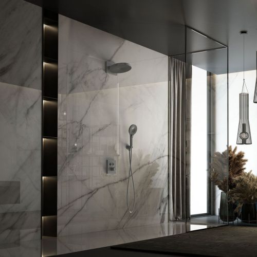 Душевая система Vincea VSFW-3I21T1GM встраиваемая в стену цвет вороненая сталь с термостатом