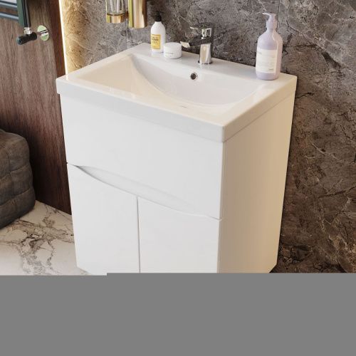 Тумба под раковину Onika Стрим 106154 60х40 напольная цвет белый - фото 4