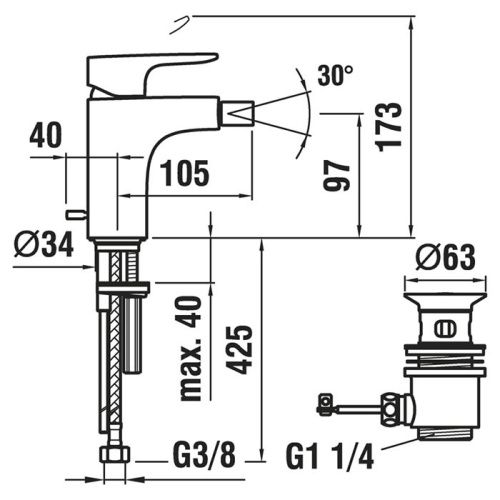 Смеситель Laufen Cityplus 3.4175.1.004.111.1 на биде хром - фото 2