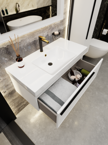 Тумба с раковиной La Fenice ELBA NFNC-01-ELB-B-100-3-100 100х50 подвесная цвет белый - фото 5