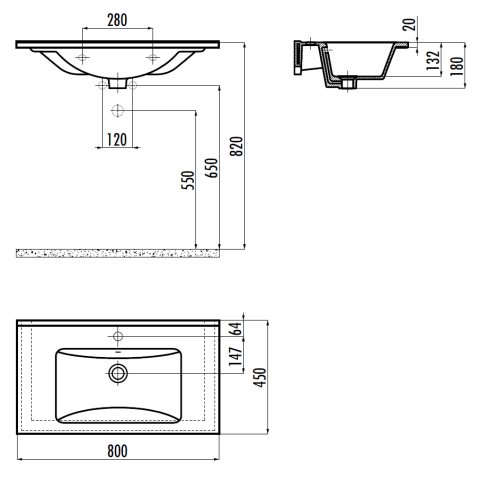 Раковина из сантехнического фарфора Creavit Su SU080-00CB00E-0000 80х50 накладная цвет белый - фото 2