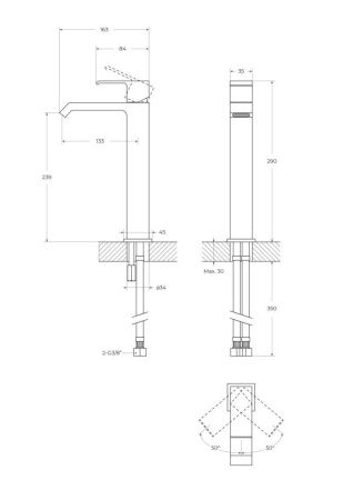 Смеситель для раковины Cezares PORTA PORTA-LC-NOP на столешницу черный