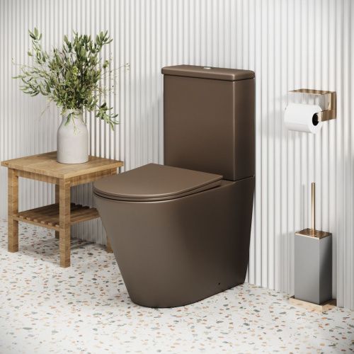 Унитаз напольный с бачком Grossman Color GR-4480BRMS коричневый с сиденьем безободковый каскадный смыв - фото 5