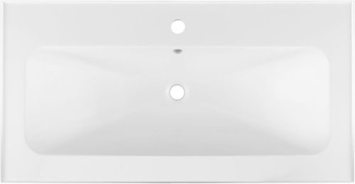Раковина из искусственного камня Aquanet Арт 00318928 90х50 полувстраиваемая цвет белый 1 отверстие под смеситель - фото 4