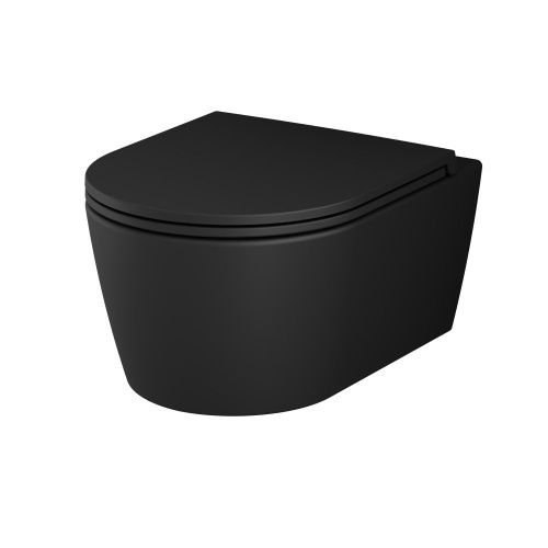 Унитаз подвесной Am.Pm Func C8F1700MBSC черный с сиденьем микролифт безободковый каскадный смыв - фото 2