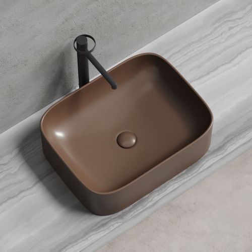 Раковина из сантехнического фарфора Ceramica Nova ELEMENT CN6052MDB 50х40 накладная цвет коричневый без отверстий под смеситель - фото 2