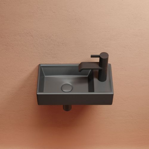 Раковина из сантехнического фарфора Ceramica Nova ELEMENT CN6051LMDH 40х20 подвесная цвет черный 1 отверстие под смеситель - фото 4