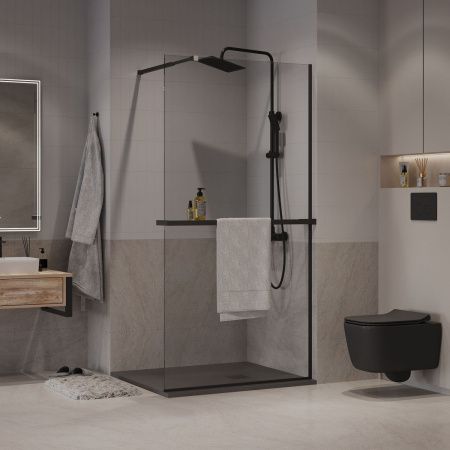 Душевая перегородка Niagara Nova NG-670-12ВLACK 120х195 стекло прозрачное профиль черный