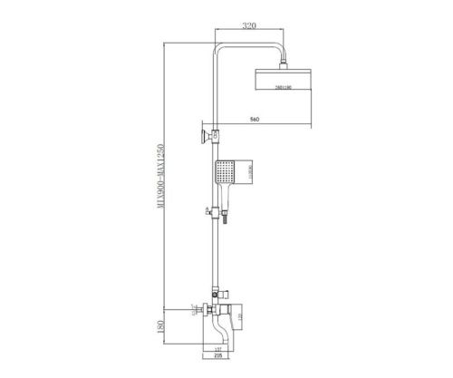 Душевая стойка Bronze de Luxe EL77GB настенная цвет золото - фото 3
