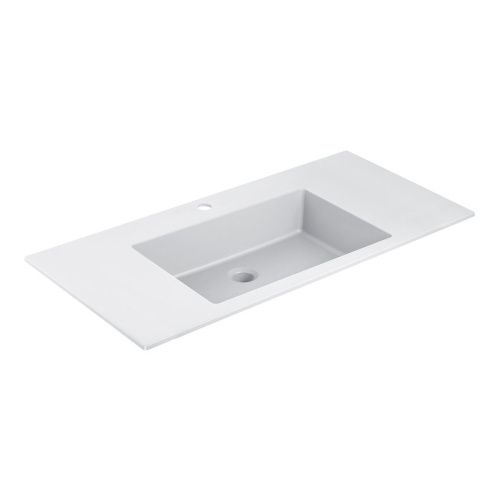 Раковина из искусственного камня Vincea VCB-13100W 100х50 встраиваемая цвет белый 1 отверстие под смеситель