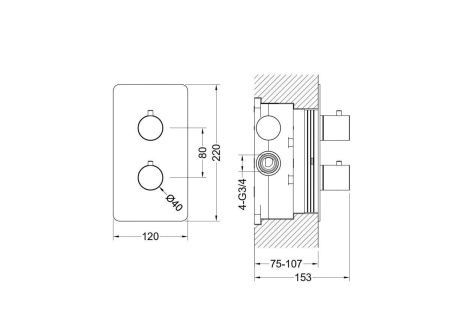 Смеситель для ванны Aquatek Европа AQ1392BG встраиваемый в стену золото с термостатом