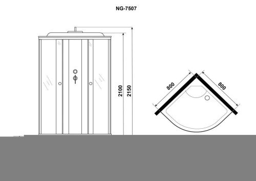 Душевая кабина Niagara Eco E80/40/TN/BK 80х80 четверть круга без крыши ориентация универсальная - фото 4