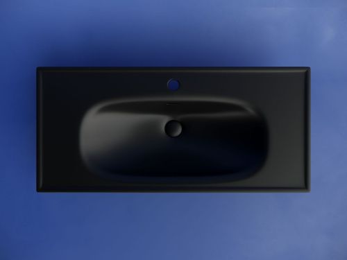 Раковина из сантехнического фарфора Ceramica Nova SABO CN13003MB 100х50 накладная цвет черный 1 отверстие под смеситель - фото 3