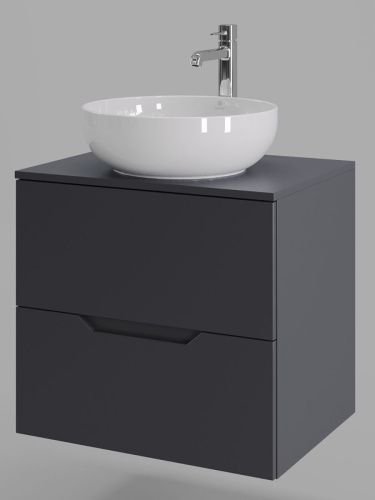 Тумба с раковиной Orange Line Li-60TugMDF+B07-420W 60х50 подвесная цвет черный