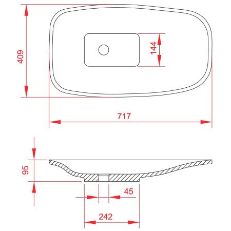 Раковина из искусственного камня MonteBianco Tuscany 13172 70х40 накладная цвет белый без отверстий под смеситель