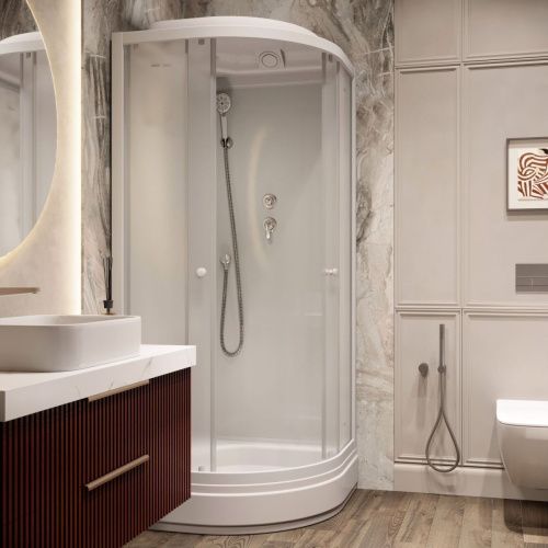 Душевая кабина Parly Bianco BM101 100х100 четверть круга с крышей - фото 2