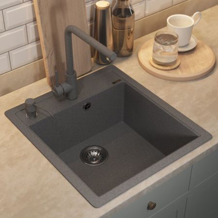 Кухонная мойка Uperwood Quartz Premium UPD-07 3910202126 45х50 цвет серый поверхность матовая