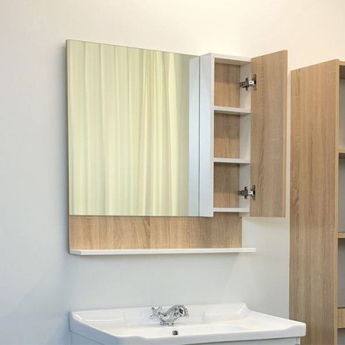 Зеркало-шкаф Comforty Рига 00004139024CF 80х80 подвесной цвет бежевый/белый - фото 3