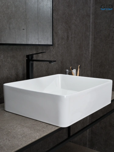 Раковина керамическая Gid Geométrico 51236 50х40 накладная цвет белый без отверстий под смеситель - фото 2