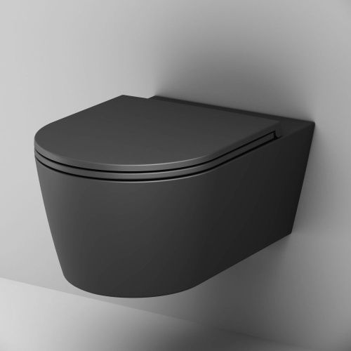 Унитаз подвесной Am.Pm Func C8F1701MBSC черный с сиденьем микролифт безободковый каскадный смыв - фото 5