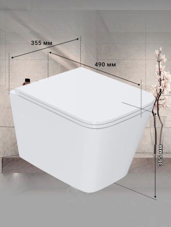 Унитаз подвесной Sintesi SIN-TS-BLT-172 белый безободковый с сиденьем микролифт душевой смыв