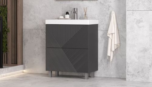 Тумба под раковину Velvex EDGE tn.EDG.9696.70.2Y графит 70х40 напольная цвет серый - фото 3