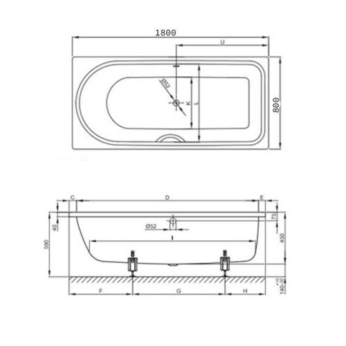 Ванна стальная Bette Ocean 8856-000 AS 180х80 встраиваемая прямоугольная без ножек - фото 2