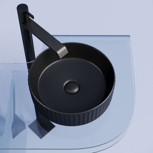 Раковина из сантехнического фарфора Ceramica Nova ELEMENT CN6057MB 40х40 накладная цвет черный без отверстий под смеситель - фото 5