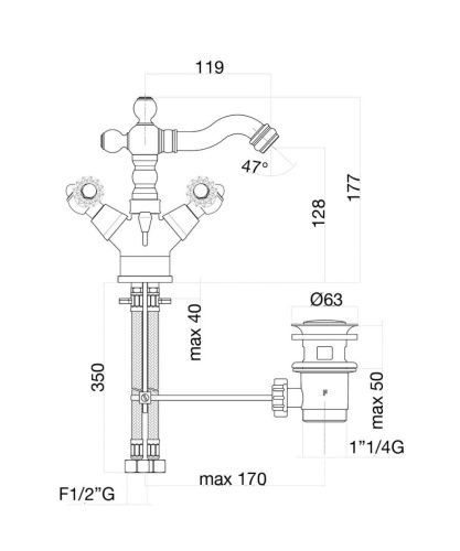 Смеситель Fiore 08ZZ0635 на биде бронза - фото 3