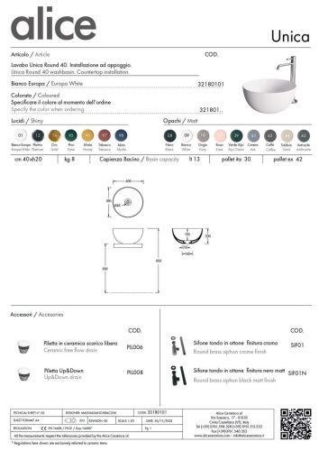 Раковина керамическая Alice Unica 32180101 40х40 накладная цвет белый - фото 5