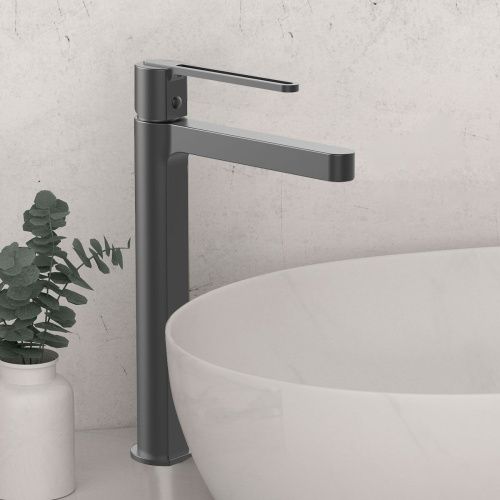 Смеситель для раковины Vincea Rondo VBF-1R2GM на столешницу вороненая сталь