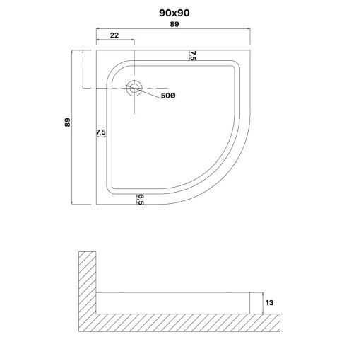 Душевой поддон Niagara Eco NG-P9090-14 90х90 ABS-пластик белый с ножками - фото 2