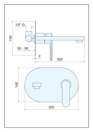 Смеситель для раковины Emmevi Nefer 77055/CR встраиваемый в стену хром